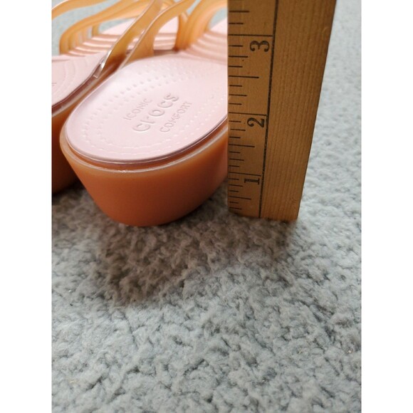 Crocs Isabella Sandals Womens Size 7 Orange Mini Wedge Flip Flops Casual Jelly - Picture 9 of 10